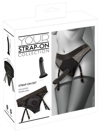 Черный женский страпон Strap-on Set: трусики и насадка